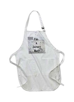 Buy I'M A Jersey Boy Printed Apron With Pockets 22 x 30inch White in Saudi Arabia