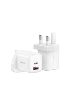 Buy Recci Rc13 Wall Charger, 20W, 2 USB Ports, White in Egypt