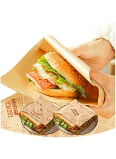 Buy 100pcs Triangle Paper Bag for Food Wrapping, Disposable Burger Sandwich Bread Snacks Greaseproof Wrapping Paper Bag, No Need to Fold, Non-Stick (18x18cm) in Saudi Arabia