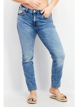 Buy Women Skinny Fit Dark Five Pocket Stretchable Jeans, Blue in Saudi Arabia