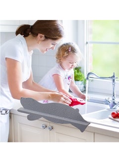 Buy Silicone Sink Splash Guard, Cute Water Splatter Protector for Kitchen and Bathroom Sinks, Non-Slip Suction Cup Base, Faucet Backsplash Guard for Kids, Dishwasher Safe, Gray in UAE