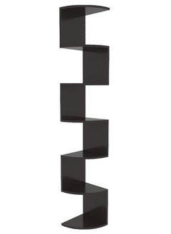 Buy Corner Shelf Wall Mounted, 7 Tier Zigzag Wall Mounted Wood Halter Floating Shelves for Home Office Storage and Decor Display (Black) in UAE