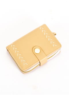 Buy Leather Flip Wallet & Card Holder with 10 Pockets and Zipped Pocket Beig in Egypt