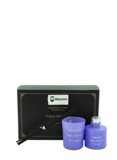 Buy Aromatherapy Scented Candle Set with Fragrance Oil  Purple in UAE