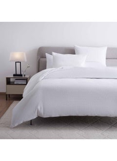 Buy Waffle Stripe 3-Piece Duvet Cover Set 260X220cm - White in UAE