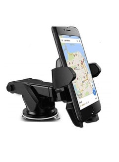 Buy 360° Adjustable Rotation Long Neck Arm Hands Free Car Dashboard and Windshield Mount Cell Phone Holder Black in UAE