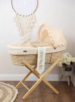 Buy Portable Baby Moses Basket Cot With Durable Stand (Beige) in UAE