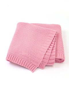 اشتري 100% Acrylic Soft Lightweight Knit Baby Blanket Pink 80x100cm في السعودية