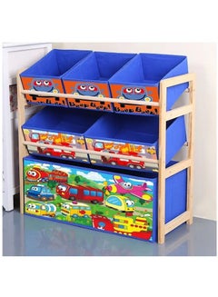 Buy Multifunctional Deluxe Kids Toy Organizer Box and Rack with 6 Cloth Storage Bins in Saudi Arabia