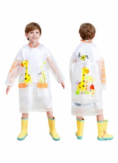 Buy Boys Girls Hooded Rain Poncho, Durable Waterproof Windbreaker Kids Raincoat Student Rainwear Transparent Kids Cartoon Raincoat Children's Schoolbag Waterproof Rain Jacket Coat Boys and Girls Raincoat in UAE