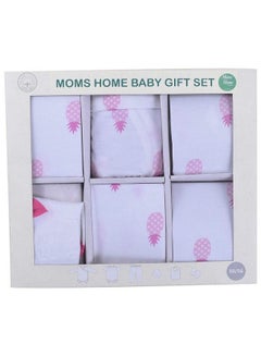 اشتري Newborn Baby Girl 2 Onesie 1 Legging 1 Bib 1 Cap 1 Pair Socks Organic Cotton Set (Pink Pineapple 6 Pieces 6 12 Months) في الامارات
