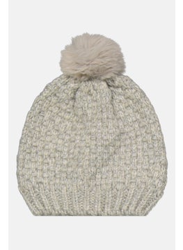 Buy Women Metallic Knitted Beanie, Grey in UAE