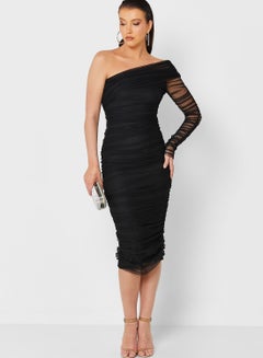 Buy Ruched Sleeve Bodycon Dress in UAE