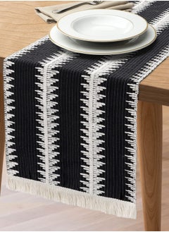 Buy Table Runner 30x180 CM Burlap Table Runner Balck and White for Modern Farmhouse Decor Natural Cotton Woven Runner with Tassels for Wedding Party Farmhouse Dining Table Decor in UAE