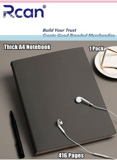 Buy A4 Notebook Thickened 416 Pages Pu Leather Soft Cover Large Ultra Thick Diary Horizontal Line Retro Solid Color Notepad Meeting Record Book Suitable for Business Office School Student Family Writing in Saudi Arabia