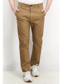 Buy Men Regular Fit Plain Non,Stretchable Chino Pants, Taupe in UAE