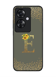 اشتري Rugged Black edge case for Oppo Reno11 F / Oppo F25 Pro 5G,Slim fit Cover Custom Monogram Initial Letter Floral Pattern Alphabet - E (Olive Green) في الامارات