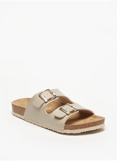 اشتري Solid Slip-On Sandals with Buckle Detail في الامارات