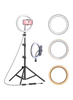 Buy 10 Inch Photography LED Ring Light Tripod Ring Light Circle Dimmable Ring Light for Video Recording Conference Makeup YouTube TikTok Live Streaming with iPhone Android in Saudi Arabia