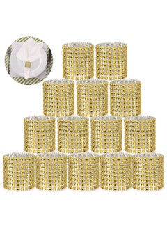 اشتري Gold Napkin Rings, 50PCS Rhinestone Mesh Napkin Rings Diamond Adornment Napkin Rings Buckles, Blink Napkin Rings Buckles for Table Decorations, Wedding, Dinner, Parties, Banquet, and Reception في الامارات