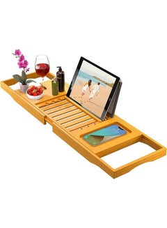 Buy Advanced Bamboo Bathtub Tray Expandable Wooden Bathtub Tray Adjustable Bathtub Tray Luxury Bathtub Tray Bathtub Table in Saudi Arabia
