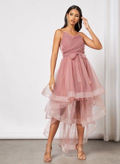 Buy Asymmetric Hem Tulle Dress in UAE