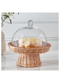 اشتري Minimalist 2-Piece Glass Cake Dome Set 27x21.8x27 cm في الامارات