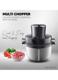 اشتري 2 Litre Electric Food Chopper And Meat Processor 350W Power 4 Blade Chopping Easy Push 2 Speed Operation Detachable Stainless Steel Quad Blades في الامارات