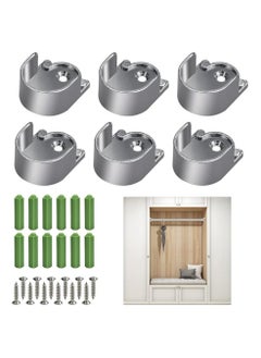 اشتري 6Pcs Closet Pole Sockets Closet Rod End Supports Heavy Duty Closet Rod End Supports Flange Rod Holder with Screws Sockets Zinc Alloy Rods Holders for Pole Bracket Bathroom Shower Pole (25mm) في الامارات