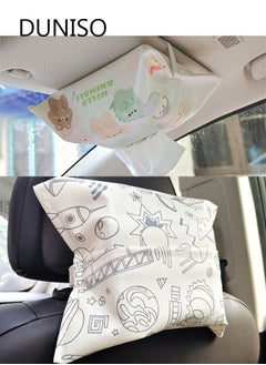 Buy 2 Pcs Car Sun Visor Tissue Box Holder Paper Towel Napkin Box Cover Seat Back Bracket Portable Car Mount Organizer Car Accessories in UAE