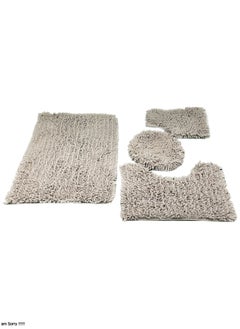 Buy A set of 4-piece bathroom mats soft and padded non-slip beige cotton in Saudi Arabia