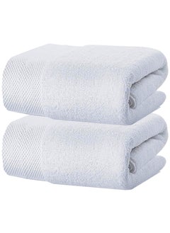 اشتري 2 Piece Luxurious Jumbo Bath Towels 600 GSM Extra Thick Super Soft Cotton Highly Absorbent and Quick Dry Extra Large Luxury Bath Towel Hotel Quality Towel 70cm X 140cm White في الامارات