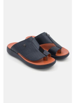 اشتري Men Textured Slip On Arabic Sandals, Navy/Brown في الامارات