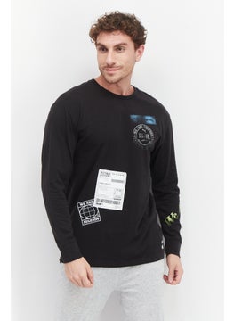 Buy Men Sportswear Fit Printed Outdoor Sweatshirts, Black in UAE