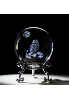 Buy Crystal Decor Ball, 60mm 3D Laser Crystal Ball, Paperweight OWL Figurines Glass Sphere Decorative Balls with Stand, Gifts for OWL Lovers, for Home Office in UAE