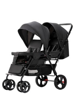 اشتري Baby Twin Stroller With Reclining Pushchair, Adjustable Canopy, 5-Point Harness, 0 M+, Up To 18 Kg في السعودية