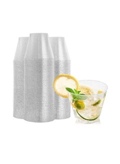 Buy Disposable Plastic Cups Plastic Champagne Flutes Silver Glitter Plastic Cups 250ml Stemless Disposable Silver Rim Glasses Shatterproof Reusable Perfect For Wedding Party Birthday Cup 20 Pack in UAE