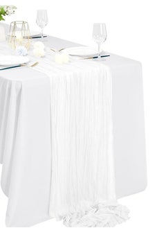 Buy Cheesecloth Table Runner, 10Ft x 35" Rustic Gauze Boho Wedding Table Runner Decoration, Vintage Table Centerpieces, Table Cloth, for Wedding Reception Bridal Shower Birthday (1 Pack White) in Saudi Arabia