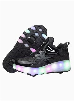 Buy LED Flash Fashion Shiny Sneakers With Wheels And Light Sole Ice Skates Size 34 in Saudi Arabia