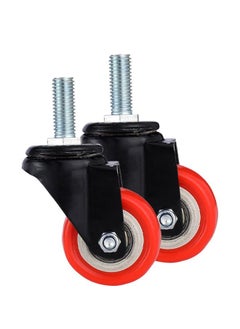 Buy 2-Piece 50mm Orange PVC Double Ball Bearing Caster - Swivel - Screw M12 in Saudi Arabia