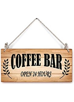 Buy A hanging WOOD SIGN titled Coffee Bar is open 24 hours, a piece of decor suitable as a gift for any home, manufactured by Up to Date Egypt 01222143812 in Egypt