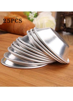 Buy 25pcs Egg Tart Aluminum Cupcake Cookie Flower Mold Mould Tin Baking Pan Kitchen Reusable DIY Bakeware Tools in UAE