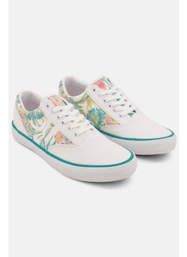 Buy Women Medium Kayo Printed Lace Up Casual Shoes, White/Green Combo in Saudi Arabia