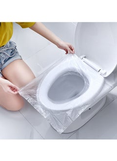 Buy 50 Pieces Disposable Plastic Toilet Seat Cover Waterproof and Non Slip Individually Wrapped for Travel Perfect for Potty Training Ideal for Adults (Transparent, 50 Pieces) in UAE