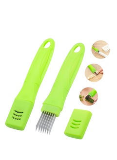 Buy Spring Onion Slicer, Green Onion Knife with Lid and 7 Stainless Steel Blades, Stainless Steel Vegetable Onion Scallion Slicer, for Green Onion Cucumber Kiwi Potato, Multi-Functional Kitchen Gadgets in UAE