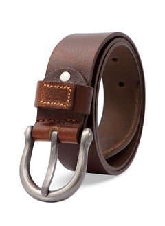 Buy Bemini Men's Genuine Leather Brown Belt With Silver Pin Buckle in UAE