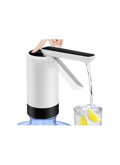 اشتري Foldable Water Dispenser for 5 Gallon, Continuous Pumping Electric Water Jug Pump, Portable Drinking Water Pump, Timing and Quantitative Pumping, 3 Button Mode, Rechargeable (White)(1 Pack) في السعودية