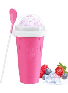 Buy Frozen Magic Slushy Maker Squeeze Cup, Portable Silica Freeze Mug for Milkshake Slush and Ice Cream Smoothie, Quick Frozen Smoothies Slushy Ice Cream Maker with Dome Lids Pink in Saudi Arabia