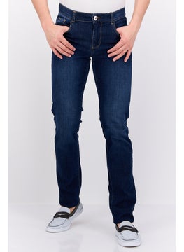 Buy Men Regular Fit Washed Denim Jeans, Blue in UAE