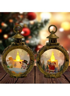 Buy 2 X Christmas Lanterns, Led Christmas Snow Globe Lantern With Santa Claus, Christmas Decorations Christmas Lantern, Fire Lamp Christmas Retro With Pattern For Gifts And Party Decoration in Egypt